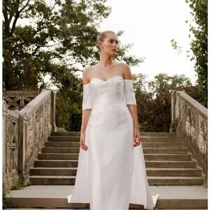 $6000 MARKARIAN Odelina Strapless Crystal-trim Midi Dress Wedding Bridal Bride
